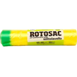 GEL SAC 15 SACCHI PATTUMIERA CM 65x65 CON MANIGLIE IN HDPE GIALLO TRASPARENTE IN ROTOLO