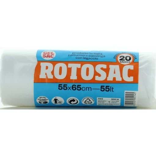 GEL SAC HD 20 SACCHI PATTUMIERA 55x65 TRASPARENTI  IN ROTOLO