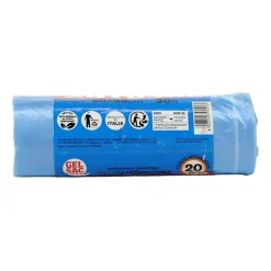 GEL SAC SACCHI PATTUMIERA HD 55x65 AZZURRO TRASPARENTI IN ROTOLO 20 PZ