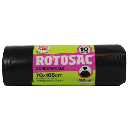 GEL SAC SACCHI RIFIUTI NERI CONDOMINIO 70x105 IN ROTOLO 10 PZ