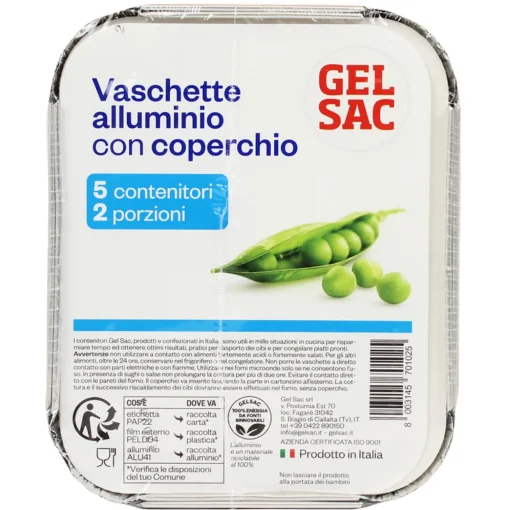GEL SAC VASCHETTE CON COPERCHIO 2 PORZIONI GR.28 5 PEZZI