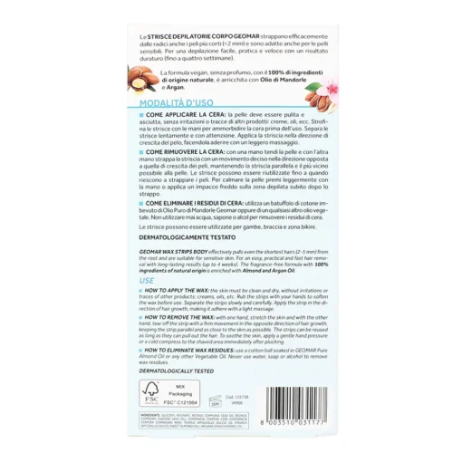 GEOMAR CERA DEPILATORIA 20 STRISCE CORPO