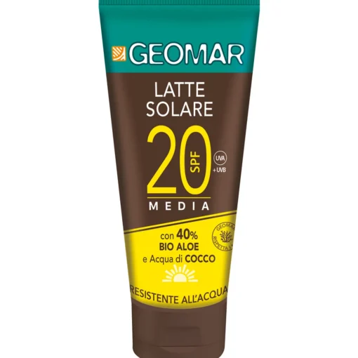 GEOMAR SOLARE LATTE SPF20 MEDIA CON BIO ALOE e ACQUA DI COCCO RESISTENTE ALL'ACQUA TUBO 100 ML