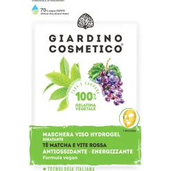 GIARDINO COSMETICO MASCHERA VISO HYDROGEL IDRATANTE, ANTIOSSIDANTE, ENERGIZZANTE CON TE MATCHA E VITE ROSSA