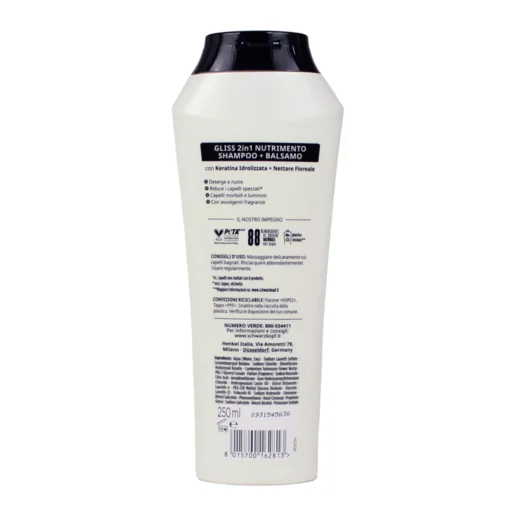 GLISS SHAMPOO + BALSAMO 2in1 NUTRIMENTO CAPELLI SECCHI E DANNEGGIATI 250 ML