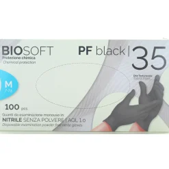 GLOVELY BIOSOFT BLACK 100 GUANTI MONOUSO IN NITRILE SENZA POLVERE COLORE NERO TAGLIA M 7-7,5