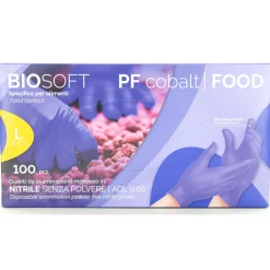 GLOVELY BIOSOFT FOOD 100 GUANTI IN NITRILE PER INDUSTRIA ALIMENTARE NON STERILI MONOUSO MISURA LARGE 8-8,5