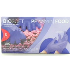 GLOVELY BIOSOFT FOOD 100 GUANTI IN NITRILE PER INDUSTRIA ALIMENTARE NON STERILI MONOUSO MISURA SMALL 6-6,5