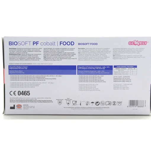 GLOVELY BIOSOFT FOOD 100 GUANTI IN NITRILE PER INDUSTRIA ALIMENTARE NON STERILI MONOUSO MISURA SMALL 6-6,5
