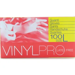 GLOVES VINYL PRO GUANTI MONOUSO CON POLVERE 100 PEZZI TAGLIA L
