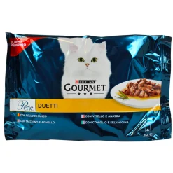 GOURMET PERLE FILETTI IN SALSA BUSTA 85 GRAMMI x 4 POLLO-TACCHINO-VITELLO-CONIGLIO PER GATTI