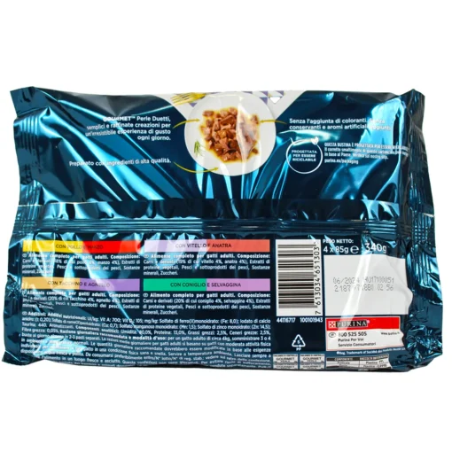GOURMET PERLE FILETTI IN SALSA BUSTA 85 GRAMMI x 4 POLLO-TACCHINO-VITELLO-CONIGLIO PER GATTI