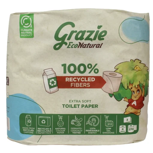 GRAZIE NATURAL CARTA IGIENICA 4 ROTOLI  MAXI 3 VELI  (CON INCARTO ESTERNO IN CARTA)
