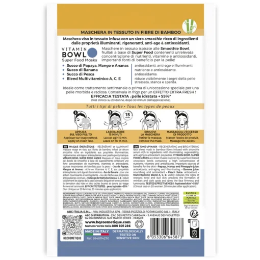 HQ MASCHERA VISO IN TESSUTO BOWL TONE UP RIGENERANTE E ILLUMINANTE