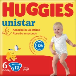 HUGGIES PANNOLINI BIMBO UNISTAR 6  XL 15-30 KG.12 PZ.