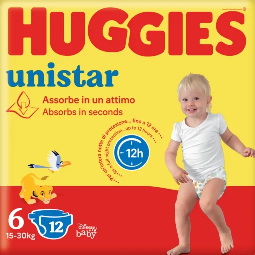 HUGGIES PANNOLINI BIMBO UNISTAR 6  XL 15-30 KG.12 PZ.
