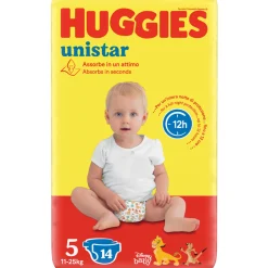 HUGGIES PANNOLINI BIMBO UNISTAR 5 JUNIOR 11-25 KG.14 PZ