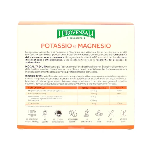I PROVENZALI POTASSIO E MAGNESIO RICARICA E VITALITA' 20 BUSTINE IDROSOLUBILI INTEGRATORE ALIMENTARE