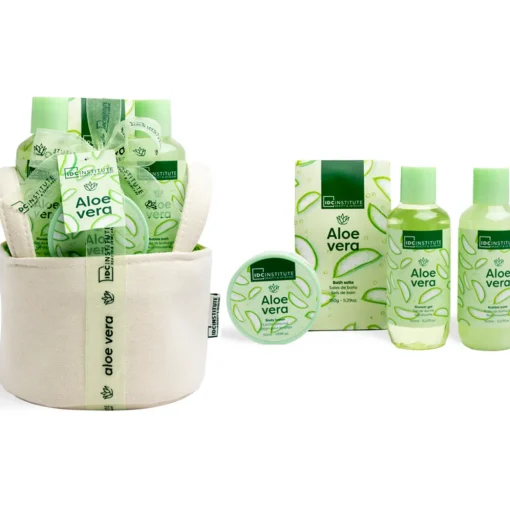 IDC INSTITUTE ALOE VERA SPA SET 4 PZ  (BODY LOTION VASO 50 ML - BATH SALTS - SHOWER GEL 150 ML - BUBBLE BATH 150 ML)