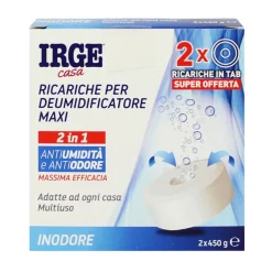 IRGE CASA RICARICHE PER DEUMIDIFICATORE 2 IN 1 MAXI TAB 2 x 450 grammi INODORE