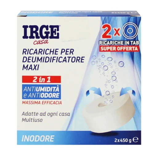 IRGE CASA RICARICHE PER DEUMIDIFICATORE 2 IN 1 MAXI TAB 2 x 450 grammi INODORE