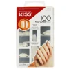 KISS BOX 100 UNGHIE ARTIFICIALI BIANCHE CORTE, PUNTA SQUADRATA + COLLA 3 gr FULL COVER SHORT SQUARE
