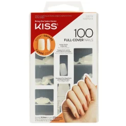 KISS BOX 100 UNGHIE ARTIFICIALI BIANCHE CORTE, PUNTA SQUADRATA + COLLA 3 gr FULL COVER SHORT SQUARE