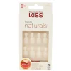 KISS SALON NATURALS DOUBLE TAKE KIT 28 UNGHIE ARTIFICIALI BIANCHE CORTE, PUNTA SQUADRATA + COLLA 2 gr