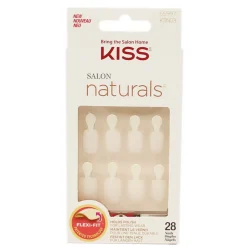 KISS SALON NATURALS DOUBLE TAKE KIT 28 UNGHIE ARTIFICIALI BIANCHE CORTE, PUNTA SQUADRATA + COLLA 2 gr