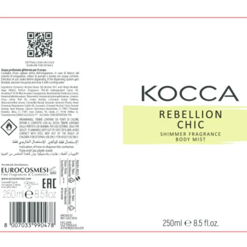 KOCCA BODY MIST REBELLION CHIC GLITTER 250 ML
