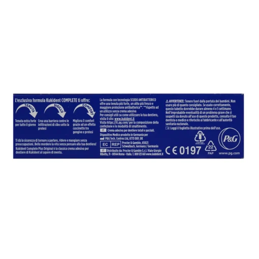 KUKIDENT COMPLETE PLUS ORIGINAL CREMA ADESIVA PER DENTIERE TUBO 35 grammi