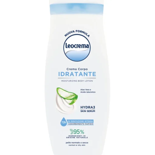 LEOCREMA FLUIDA CREMA CORPO IDRATANTE CON ALOE VERA e ACIDO IALURONICO PELLE NORMALE o SECCA 250 ML