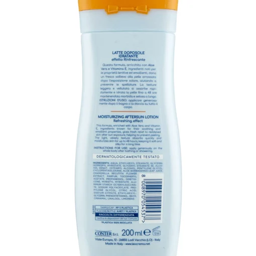 LEOCREMA SOLARE LATTE DOPOSOLE IDRATANTE RINFRESCANTE CON ALOE VERA E VITAMINA E 200 ML