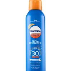 LEOCREMA SOLARE TRIPLA PROTEZIONE SPF30 RESISTENTE ALL'ACQUA BOMBOLA SPRAY 150 ML