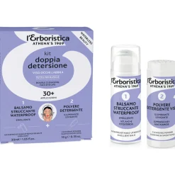 L'ERBORISTICA KIT DOPPIA DETERSIONE VISO, OCCHI, LABBRA BALSAMO STRUCCANTE WATERPROOF EMOLLIENTE 30 ML - POLVERE DETERGENTE ILLUMINANTE LEVIGANTE 10 grammi (30 APPLICAZIONI)