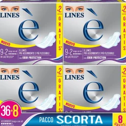 LINES e' ASSORBENTE LUNGO CON ALI PACCO SCORTA 36+8 PEZZI