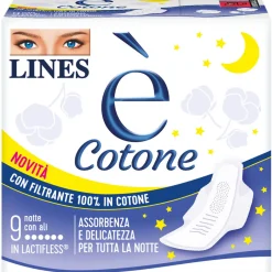 LINES e' COTONE NOTTE CON ALI 9 PZ  ASSORBENTI