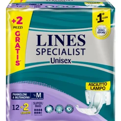 LINES SPECIALIST PANNOLONI A MUTANDINA TAGLIA M GIROVITA 70-110 CM 12+2 PEZZI - DISPOSITIVO MEDICO CE CLASSE 1