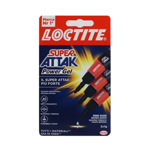 LOCTITE SUPER ATTAK POWER GEL 3 TUBETTI MINI DOSI DA 1 GRAMMO STRIP