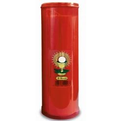 LUMINO VOTIVO SER 60T ROSSO SAN FRANCESCO CON CALICE DURATA 98 ORE LUMINI