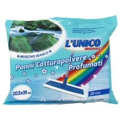 L'UNICO ORIGINALE CATTURAPOLVERE 20 PANNI IMPREGNATI PROFUMATI AL MUSCHIO BIANCO CM 20,5x39