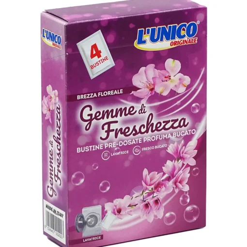 L'UNICO ORIGINALE GEMME DI FRESCHEZZA PROFUMA BUCATO LAVATRICE BREZZA FLOREALE 4 BUSTINE