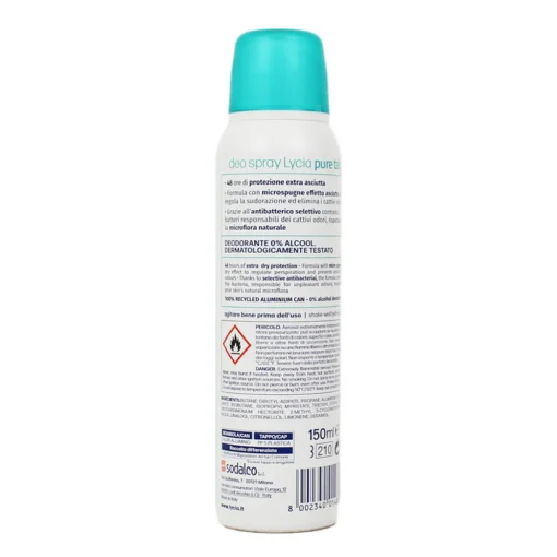 LYCIA DEODORANTE SPRAY 48h PURE TALC FIORI DI COTONE 150 ML