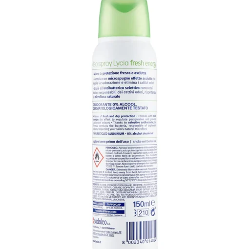 LYCIA DEODORANTE SPRAY 48h FRESH ENERGY ALOE E BERGAMOTTO 150 ML