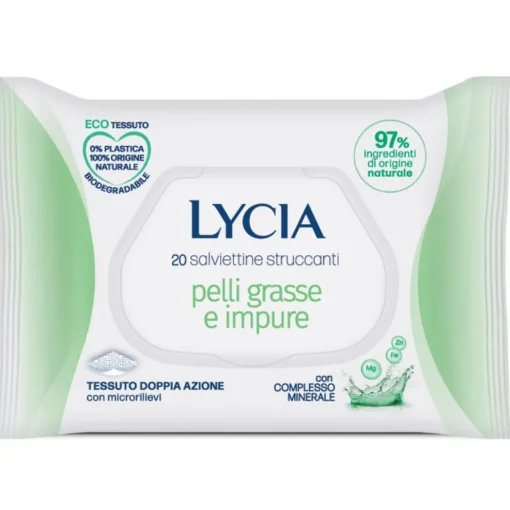 LYCIA SALVIETTE ECO TESSUTO STRUCCANTI PELLI GRASSE-IMPURE 20 PZ