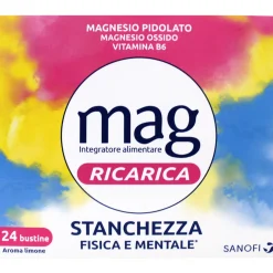 MAG RICARICA STANCHEZZA FISICA e MENTALE 24 BUSTINE AROMA LIMONE INTEGRATORE ALIMENTARE