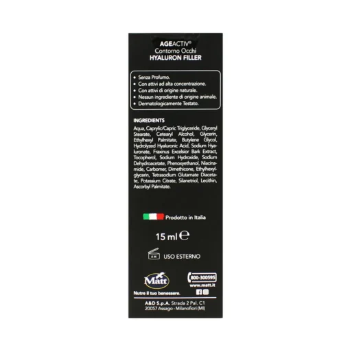 MATT AGE ACTIV CONTORNO OCCHI LEVIGANTE INTENSIVO ACIDO IALURONICO 15 ML