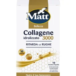 MATT COLLAGENE IDROLIZZATO 3000 RITARDA LE RUGHE 10 BUSTINE LIQUIDE INTEGRATORE ALIMENTARE