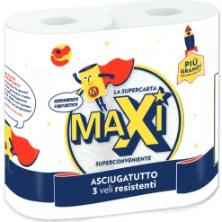 MAXI ASCIUGATUTTO 2 ROTOLI 3 VELI 100 STRAPPI