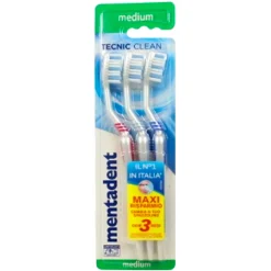 MENTADENT SPAZZOLINO DENTI TECNIC MEDIO 3 PEZZI